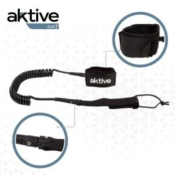 AKTIVE Leash Paddle Surf Spiral, Double Goujon Pivotant, Néoprène, 305 Cm, Noir -Vêtements De Plongée Soldes aktive leash paddle surf spiral double goujon pivotant neoprene 305 cm noir 3