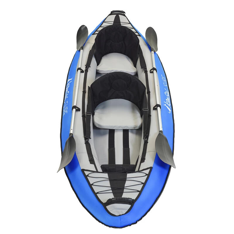 Canoë Kayak Gonflable Bleu 1 à 2 Places + Pagaie + Sac Transport + Pompe Double 2 Canoë Kayak Gonflable Bleu 1 à 2 Places + Pagaie + Sac Transport + Pompe Double – Image 2