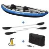 Canoë Kayak Gonflable Bleu 1 à 2 Places + Pagaie + Sac Transport + Pompe Double