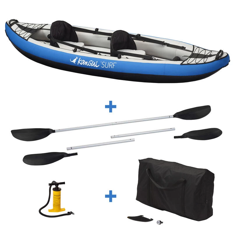 Canoë Kayak Gonflable Bleu 1 à 2 Places + Pagaie + Sac Transport + Pompe Double 1 Canoë Kayak Gonflable Bleu 1 à 2 Places + Pagaie + Sac Transport + Pompe Double