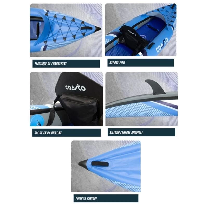 Kayak Gonflable Lotus 2 Places - Max 120kg - 310x85cm (10'2x33") - Bleu 2 Kayak Gonflable Lotus 2 Places - Max 120kg - 310x85cm (10'2x33") - Bleu – Image 2