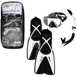 Mares Kit D'apnée Freediving PMT Palmes Masque Tuba Adulte X One Noir Blanc