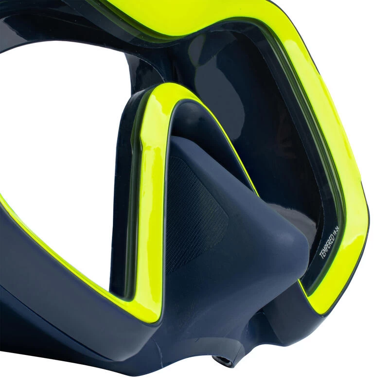 Masque De Plongée Sous Marine SCD 500 V2 Mono-hublot Jupe Bleue Cerclage Jaune 5 Masque De Plongée Sous Marine SCD 500 V2 Mono-hublot Jupe Bleue Cerclage Jaune – Image 5