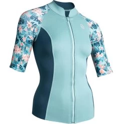 Top Anti UV Manches Courtes Femme Néoprène 1 Mm - Turquoise Fleurs 11 Top Anti UV Manches Courtes Femme Néoprène 1 Mm - Turquoise Fleurs -Vêtements De Plongée Soldes top anti uv manches courtes femme neoprene 1 mm turquoise fleurs 5