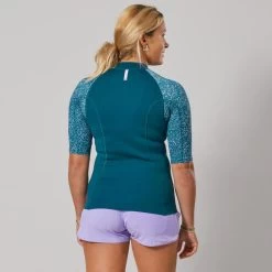 Top Anti UV Manches Courtes Femme Néoprène 1.5mm - Navy -Vêtements De Plongée Soldes top anti uv manches courtes femme neoprene 15mm navy 2