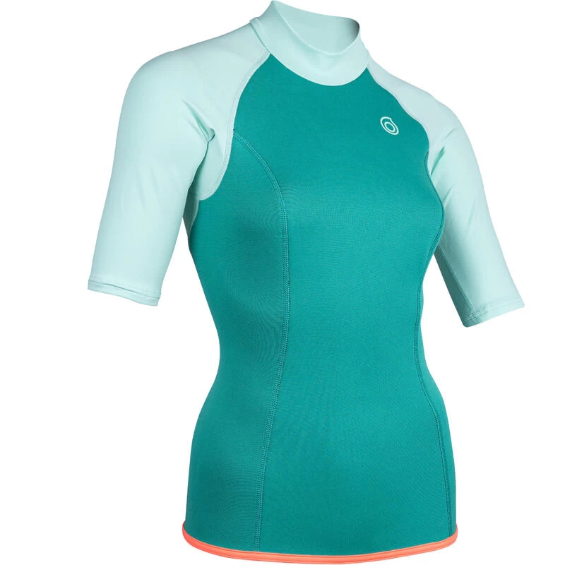 Top Thermique Néoprène 100 Manches Courtes Femme Turquoise 1 Top Thermique Néoprène 100 Manches Courtes Femme Turquoise